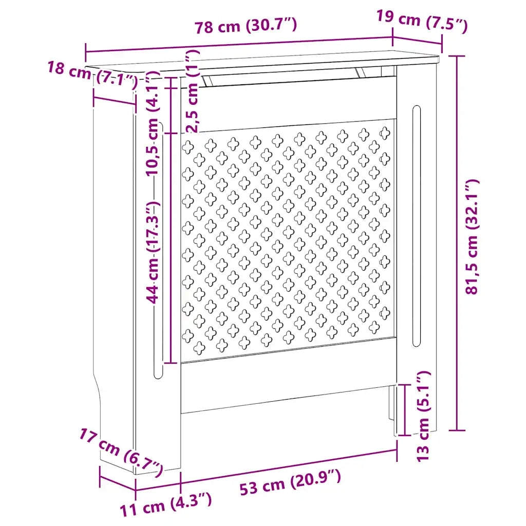Copertura per Radiatore Nera in MDF 78 cm 325568