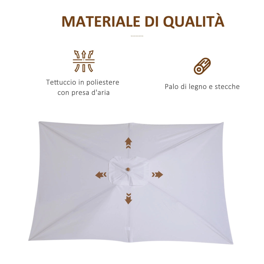 Ombrellone da Giardino con Copertura Rimovibile 2x3m in Legno Laccato Bianco