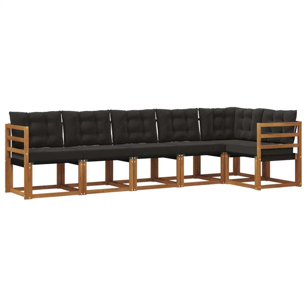 Set di divani da esterno con cuscino 6 pcs Naturale e Nero 3368703