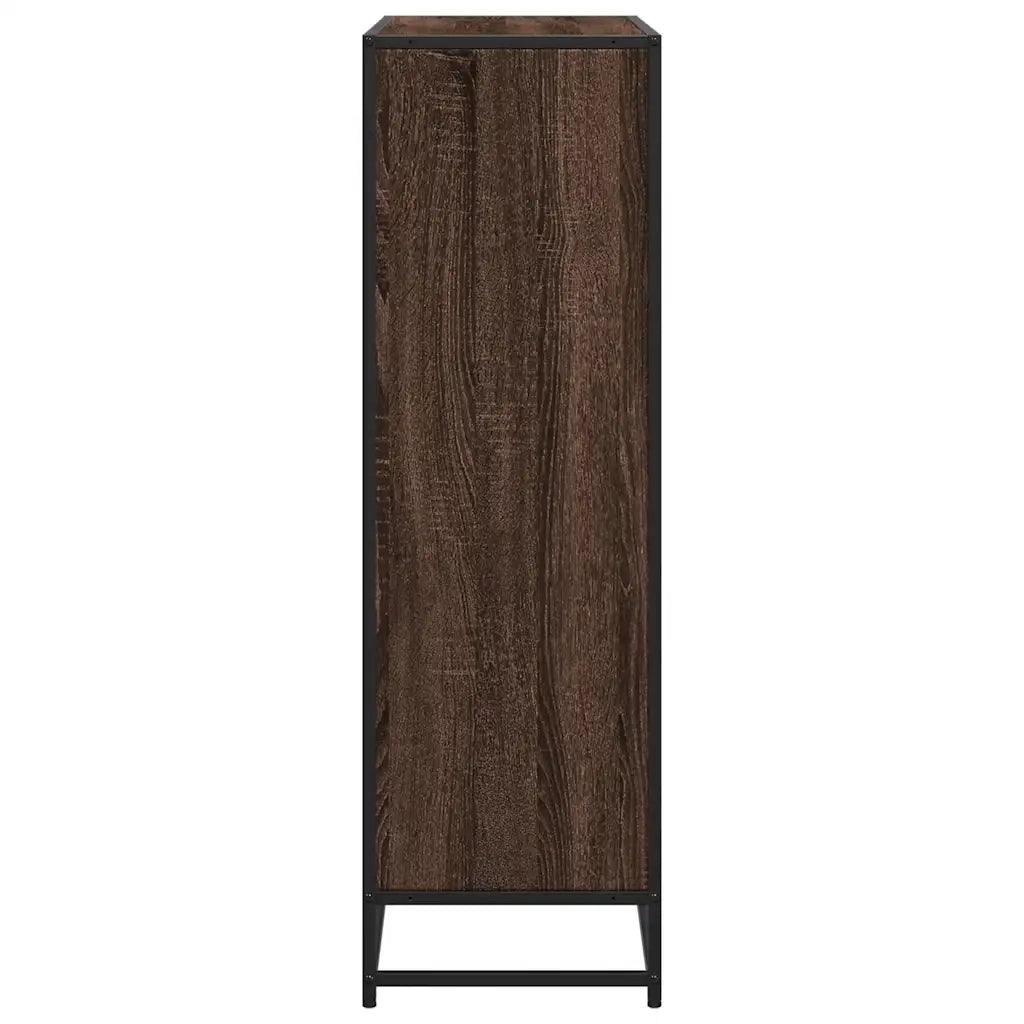 Libreria-Scaffale per Libri-Mobile di Stoccaggio Rovere Marrone 97,5x33x107,5 cm Multistrato e Metallo
