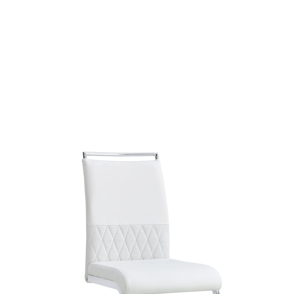 Set da 2 sedie da pranzo moderne con schienale in PU e lino, imbottite, colore bianco