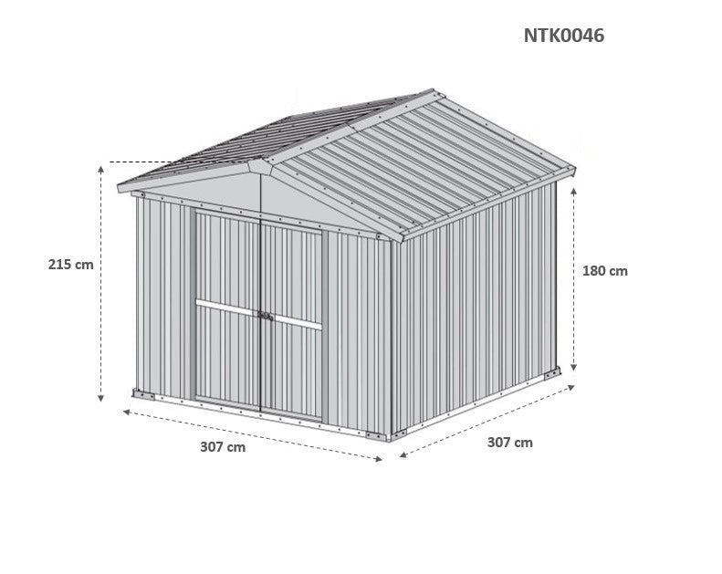 Box lamiera giardino casetta attrezzi in Acciaio Zincato 327x307cm x h2.15m - 145KG - 10,04mq - VERDE