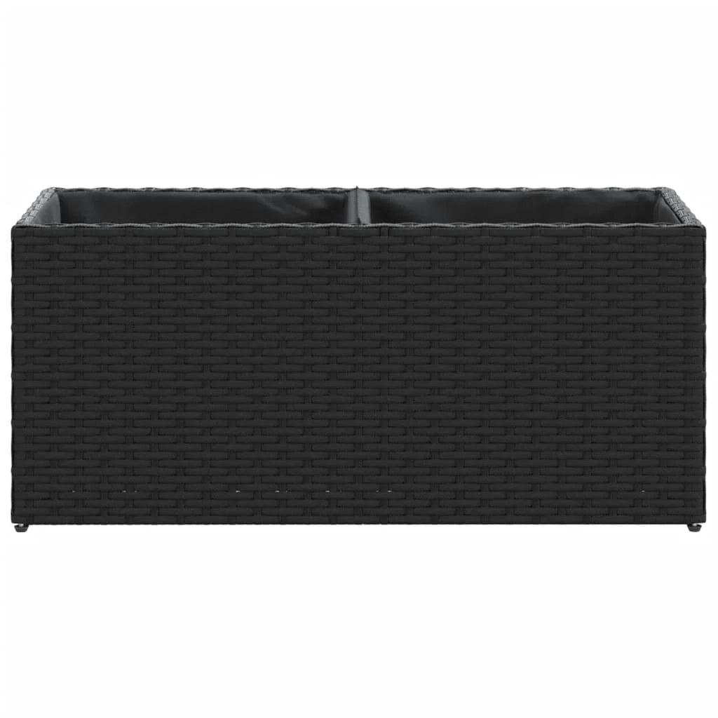 Fioriera rialzata per piante fiori patio giardino con 2 vasi 72 x 30 x 32 cm resina intrecciata nera 02_0038082