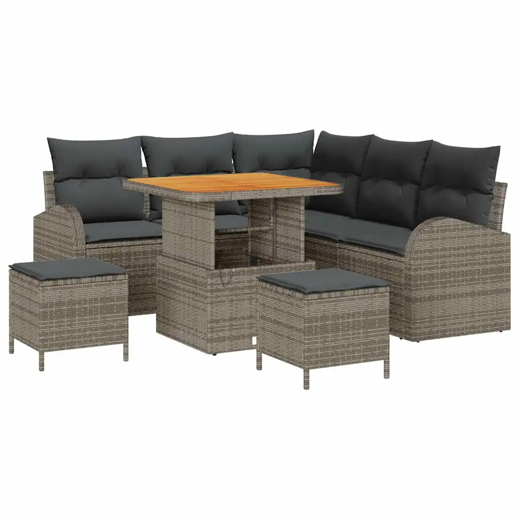Set Divano da Giardino con cuscino 8 pcs Grigio polyrattan 3362393