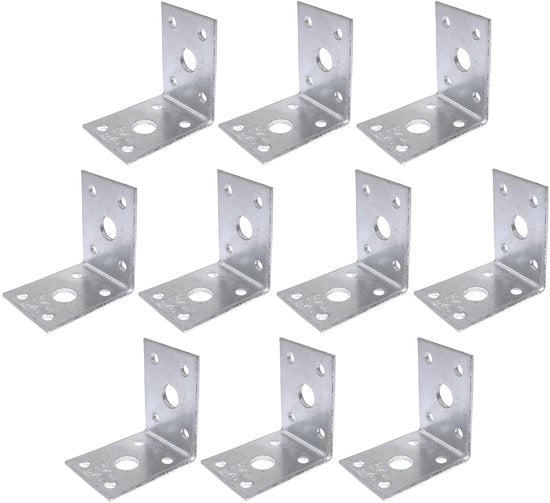 Set di viti per montaggio da 10 - Viti perforate - 50x50x35x2,5mm - Verniciate termicamente - Montaggio metallico - Alte carichi - Montaggio a 90 gradi - Viti per fissaggio