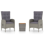 Set da Bistrot 3 pz | Set Salotto da Giardino in Polyrattan e Legno Acacia Grigio