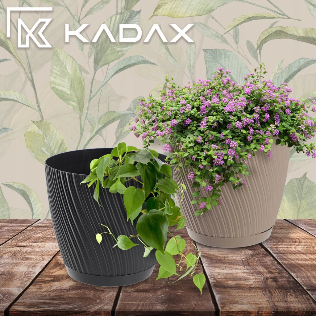 Vaso da fiori KADAX con supporto, coperchio, ciotola rotonda, 23 cm, marrone