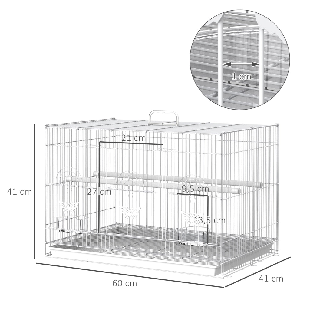 Gabbia per Uccelli ¨C zephmum ¨C Bianco 60x41x41 cm Metal con Mangiatoie