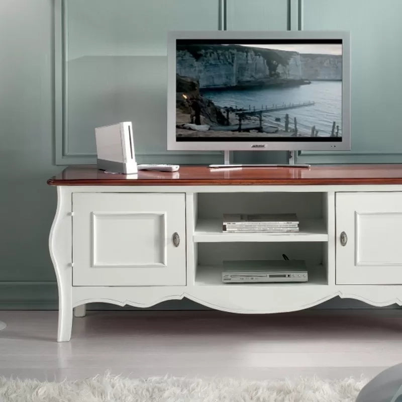 Porta tv in legno shabby chic bicolore l.160 p.50 h.61 (3084) - Mobili 2G