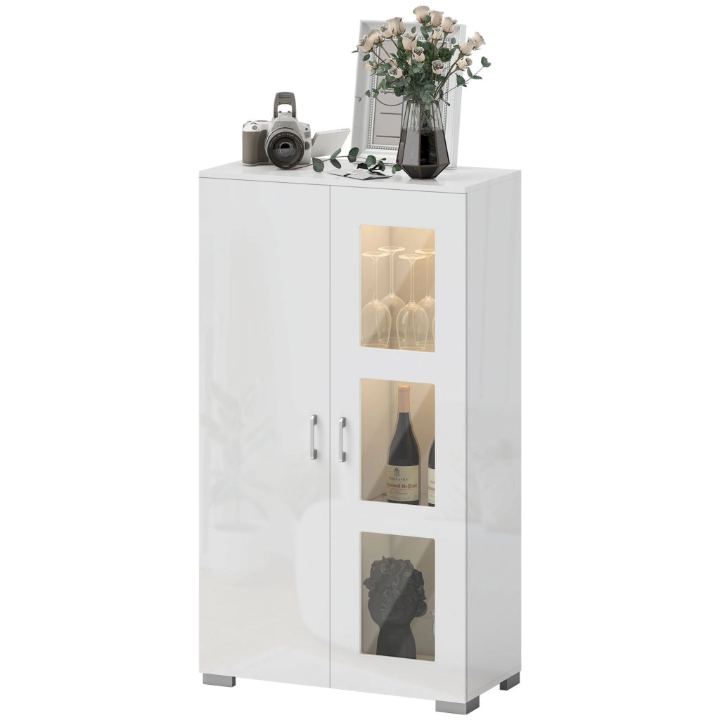 Buffet con LED RGB e telecomando ¨C zephmum ¨C bianco, vetro, 71x35x126cm