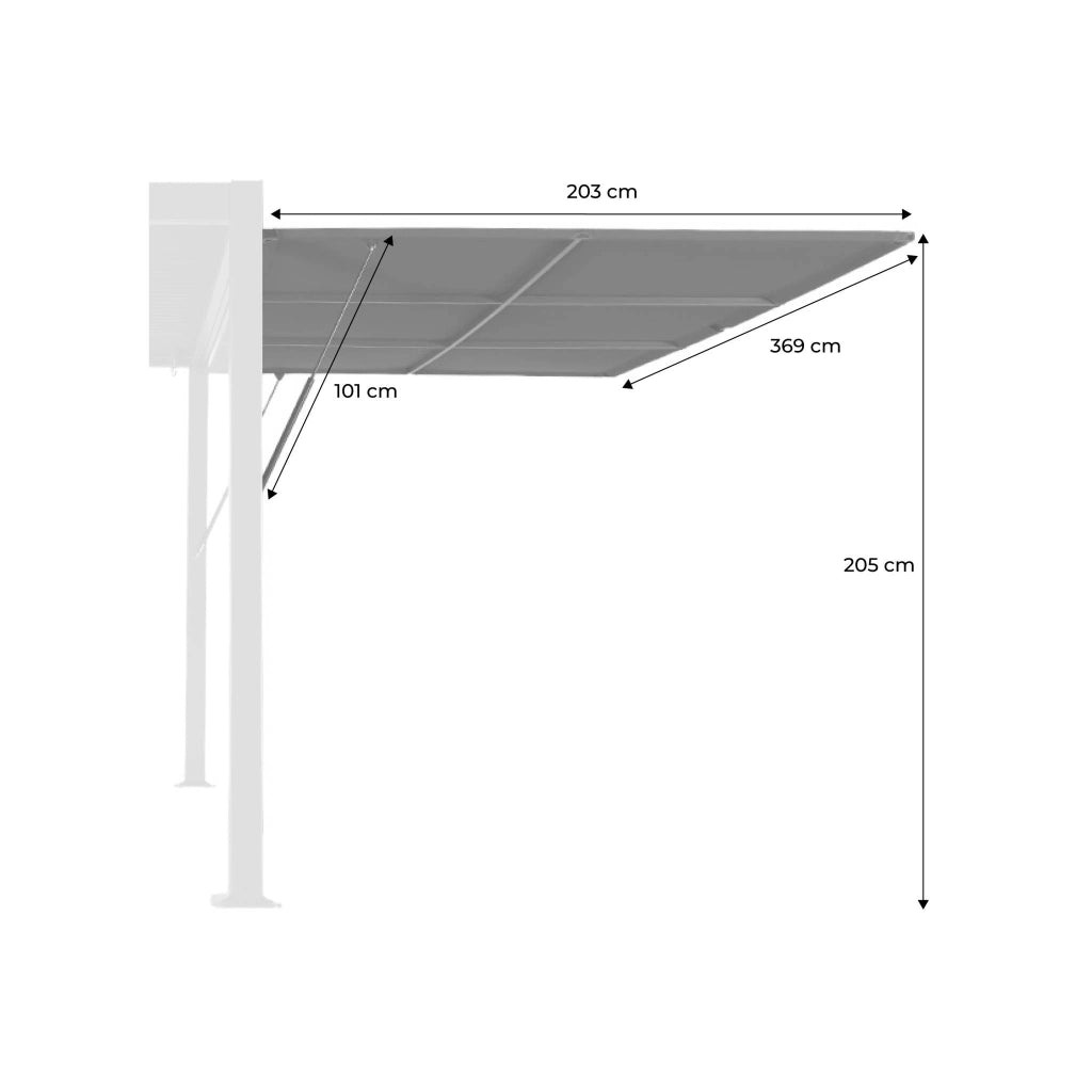 Tenda 4m in alluminio e textilene per pergola bioclimatica, antracite