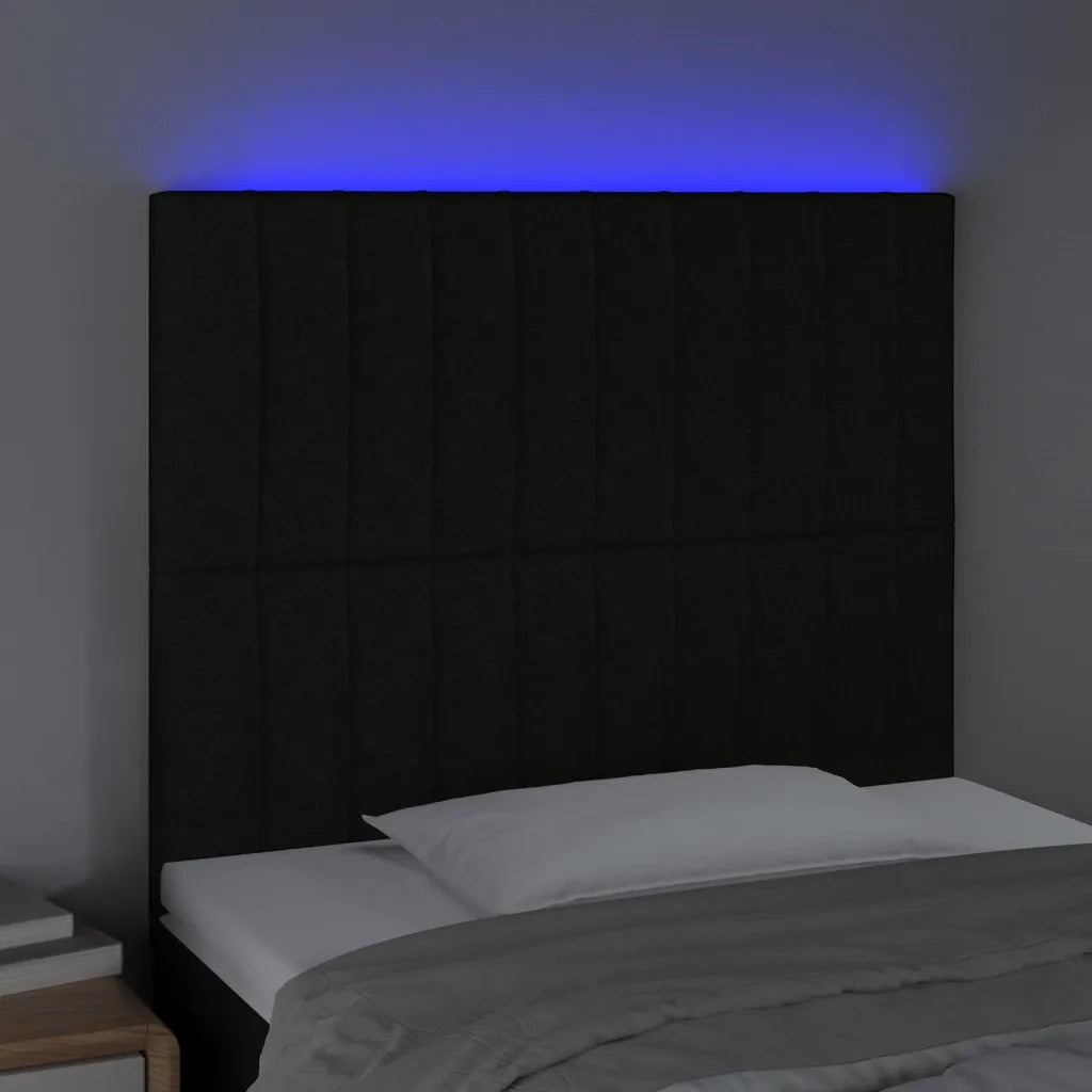Testiera a LED nero 90x5x118/128 cm in Tessuto