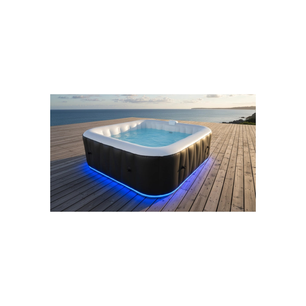Spa gonfiabile quadrata a 4 posti - Sunspa - Fascia LED inclusa - Dimensioni : 155 x 155 cm