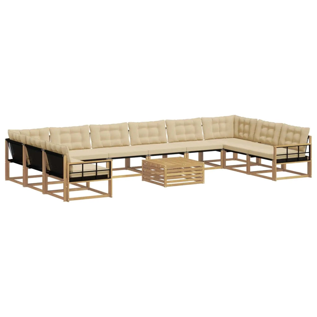 Set di divani da esterno con cuscino 11 pcs Bianco e Beige 3389147