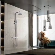 IMEX Set doccia termostatico Genova corpo rubinetto in ottone asta doccia estensibile in acciaio inox cromato soffione extrapiatto Ø20 cm anticalcare cartuccia termostatica autopulente TURN CLEAN