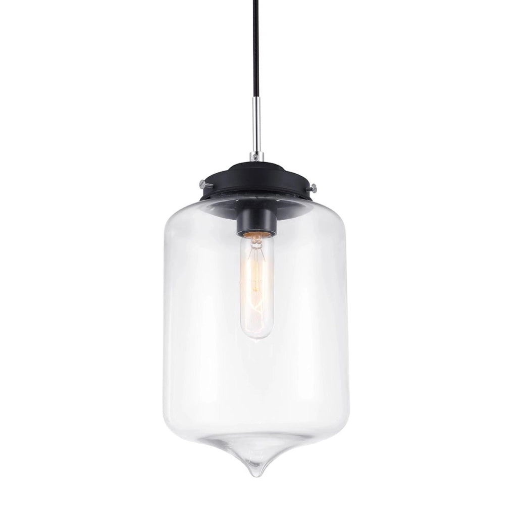 Italux Tube lampada a sospensione nera vetro E27 Ø17
