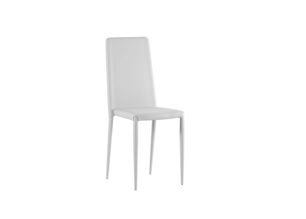Sedia Cleo Impilabile in Similpelle Imbottita con Struttura in Metallo Bianco - Seduta e Schienale Ergonomici - Design Moderno