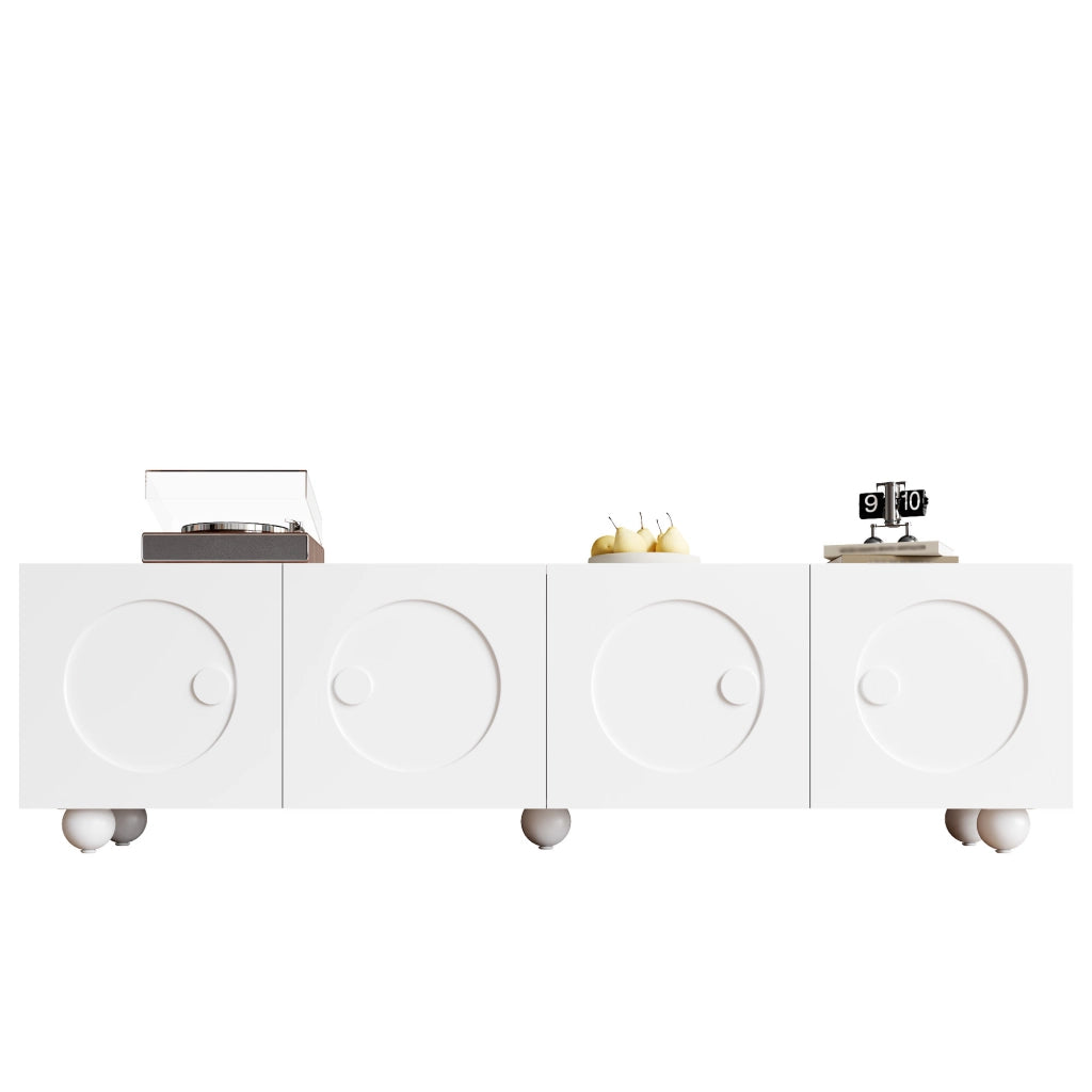 OKWISH Mobile TV con Ante Multiple e Vani Chiusi, Stile Moderno, per Soggiorno, MDF, Bianco, 180,5 x 38 x 50 cm