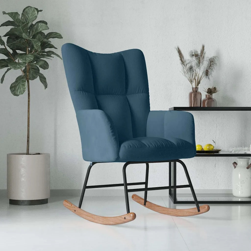 Sedia a Dondolo Blu in Velluto 328149