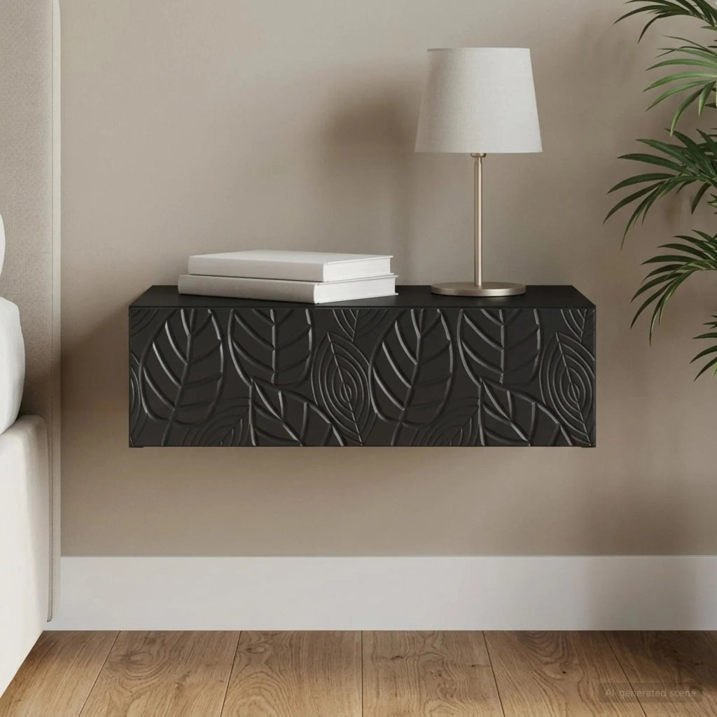 Tavolino da Parete Laterale Nero 59 x 34,5 x 17 cm 898826