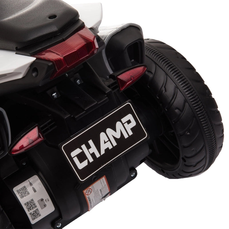 Motocicletta elettrica per bambini, con luci e suoni, 3 km/h, ricaricabile, in plastica e metallo, colore nero/bianco
