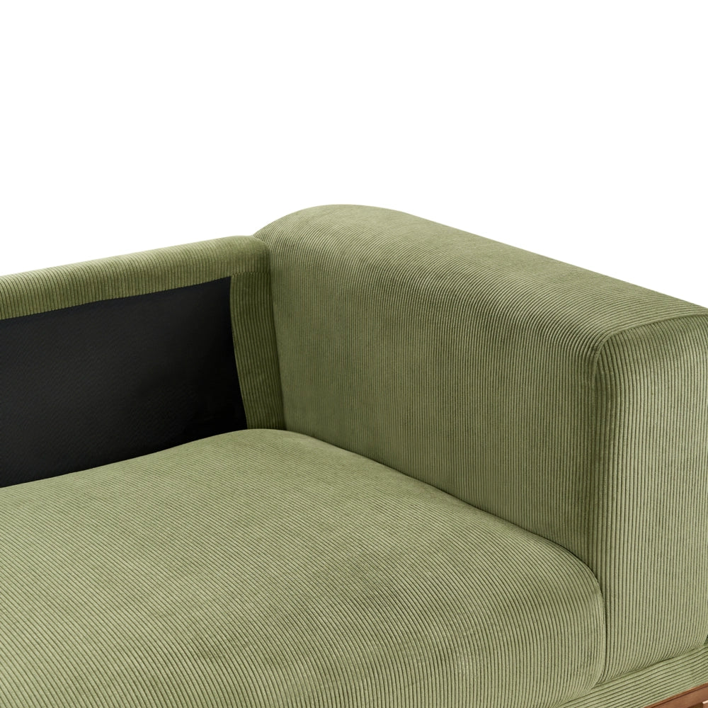 Divano moderno in tessuto di corda verde 4 posti con gambe in legno stile moderno