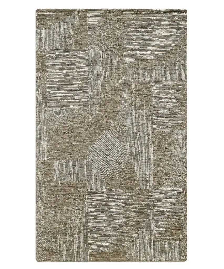 Tappeto Arredo GRAFFIO MARRONE FANGO salotto soggiorno camera, disegno geometrico con linee stile astratto, multiuso lavabile antiscivolo cm.85x150