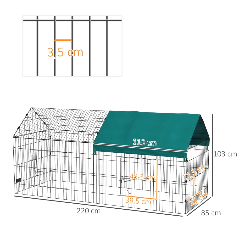 Recinto modulabile per animali piccoli ¨C zephmum ¨C acciaio con telo 220x85x103 cm