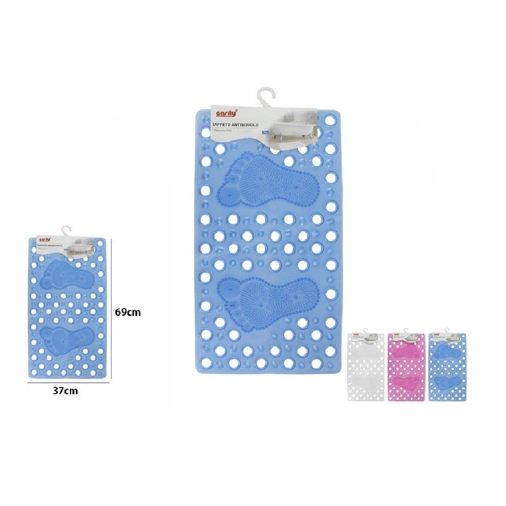 Trade Shop - Tappeto Tappetino Pvc Impronte Piedi Antiscivolo Vasca Bagno Doccia 59628 69x37cm -