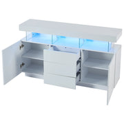 Credenza con 3 cassetti; 2 ante e illuminazione LED - 140 x 35 x 80 cm - bianco