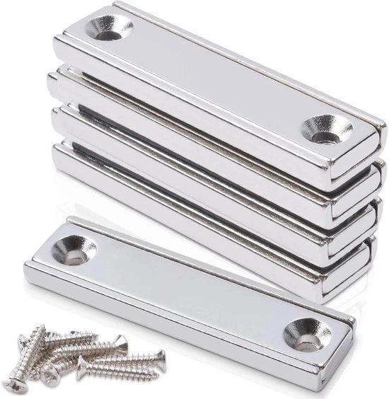 Magneetti forti con foro, 40x13,5x5mm magneti neodimio extra forti, magneti rettangolari forti piani, magneti con forte aderenza, set di magneti per fissaggio, magneetti superforti, per pannello magnetico da cucina [5 pezzi]