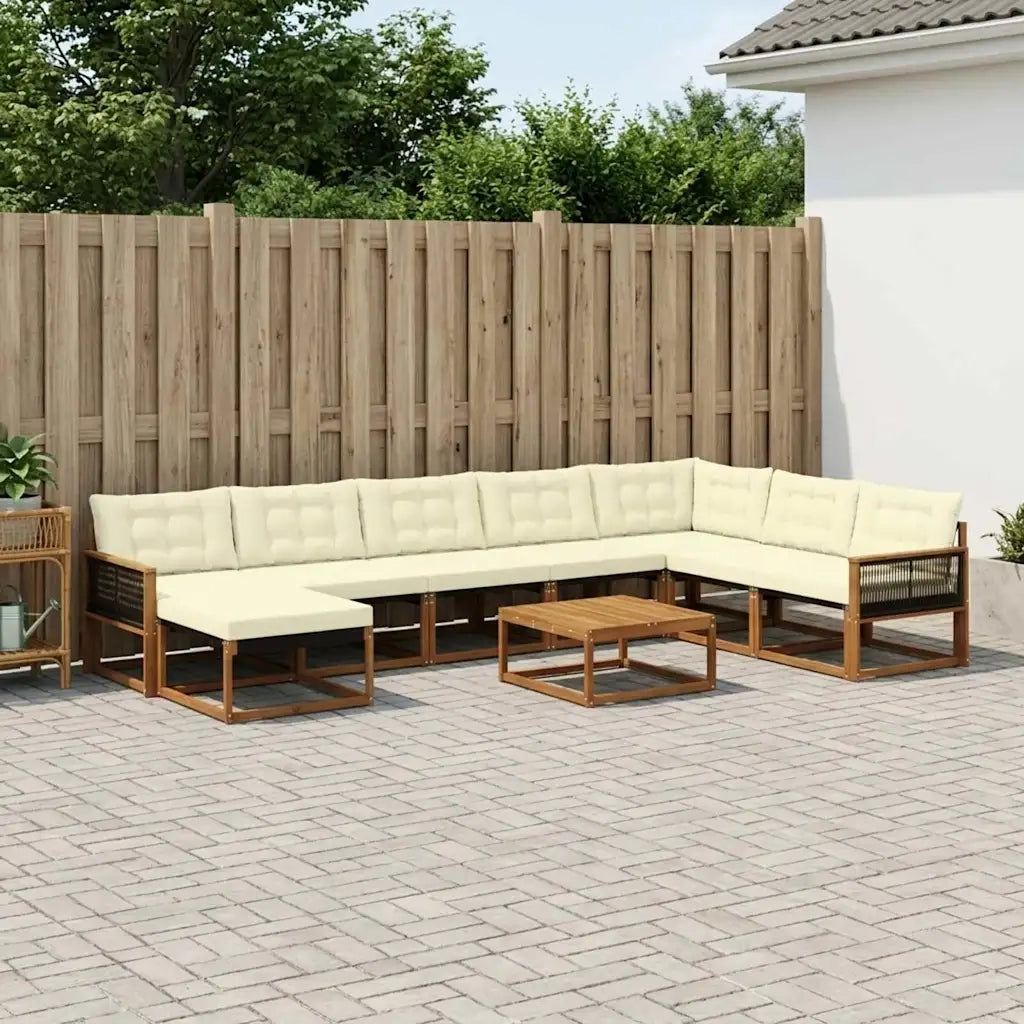Set di divani da esterno con cuscino 9 pcs Naturale e Crema