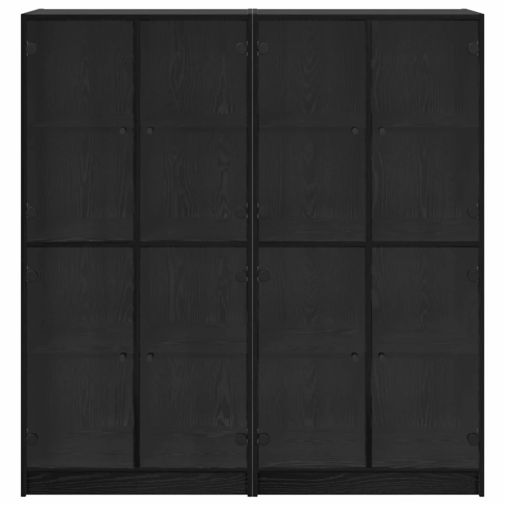 Credenza 2 pz-Set di 2 Buffet-Armadio da cucina Rovere Nero 136 x 37 x 142 cm Legno multistrato
