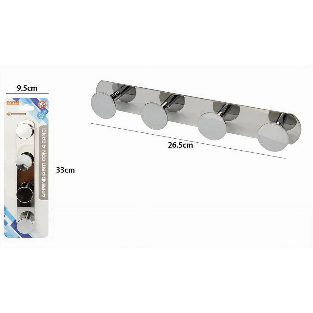 Trade Shop - Appendino Con 4 Ganci Appendi Porta Asciugamano 4 Posti Bagno Casa Cromato 59763 -