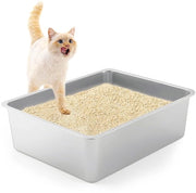 Ciotola per gatti XXL 60 * 40 * 15CM Ciotola per gatti in acciaio inossidabile Grande ciotola per gatti aperta con apertura superiore, inossidabile, rivestimento antiscivolo, superficie liscia (60 * 40 * 15CM)