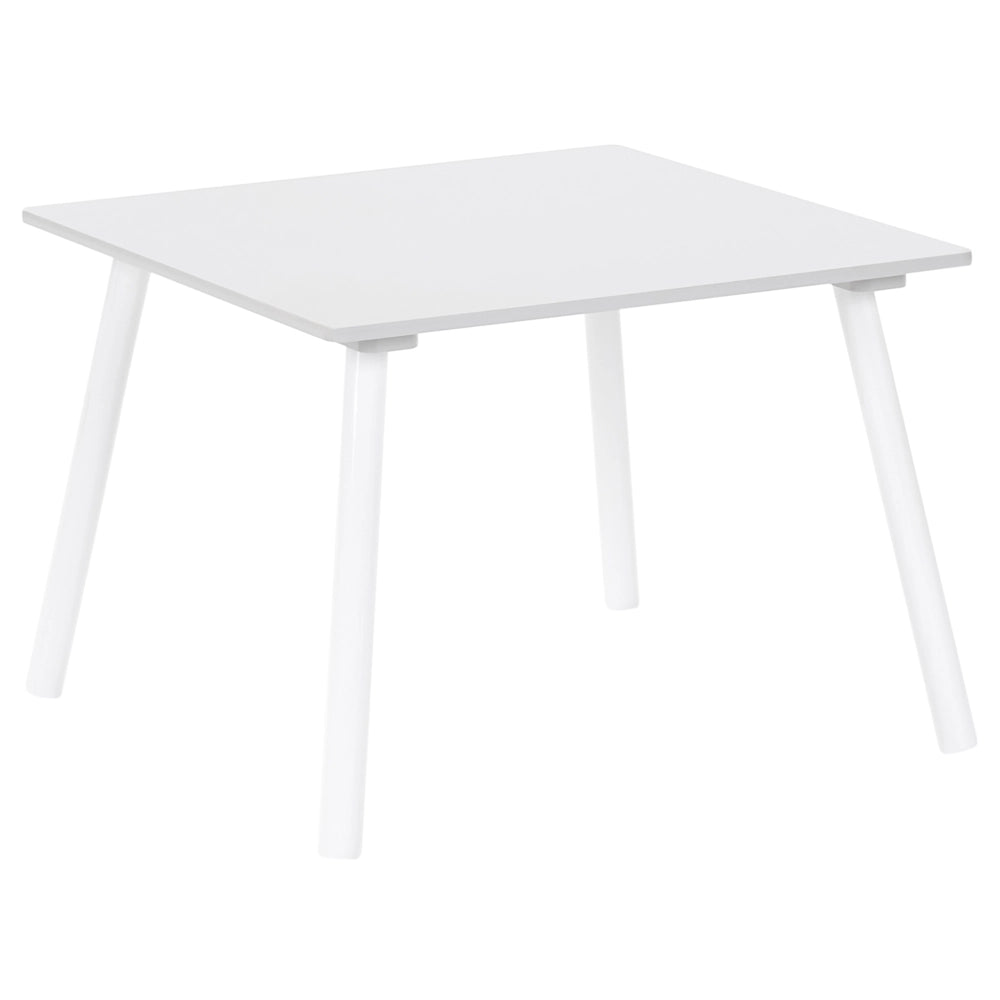 Set Tavolo con Sedie per Bambini 2 Posti in Stile Scandinavo a Tema Animale Bianco in MDF e Gambe in Legno di Pino