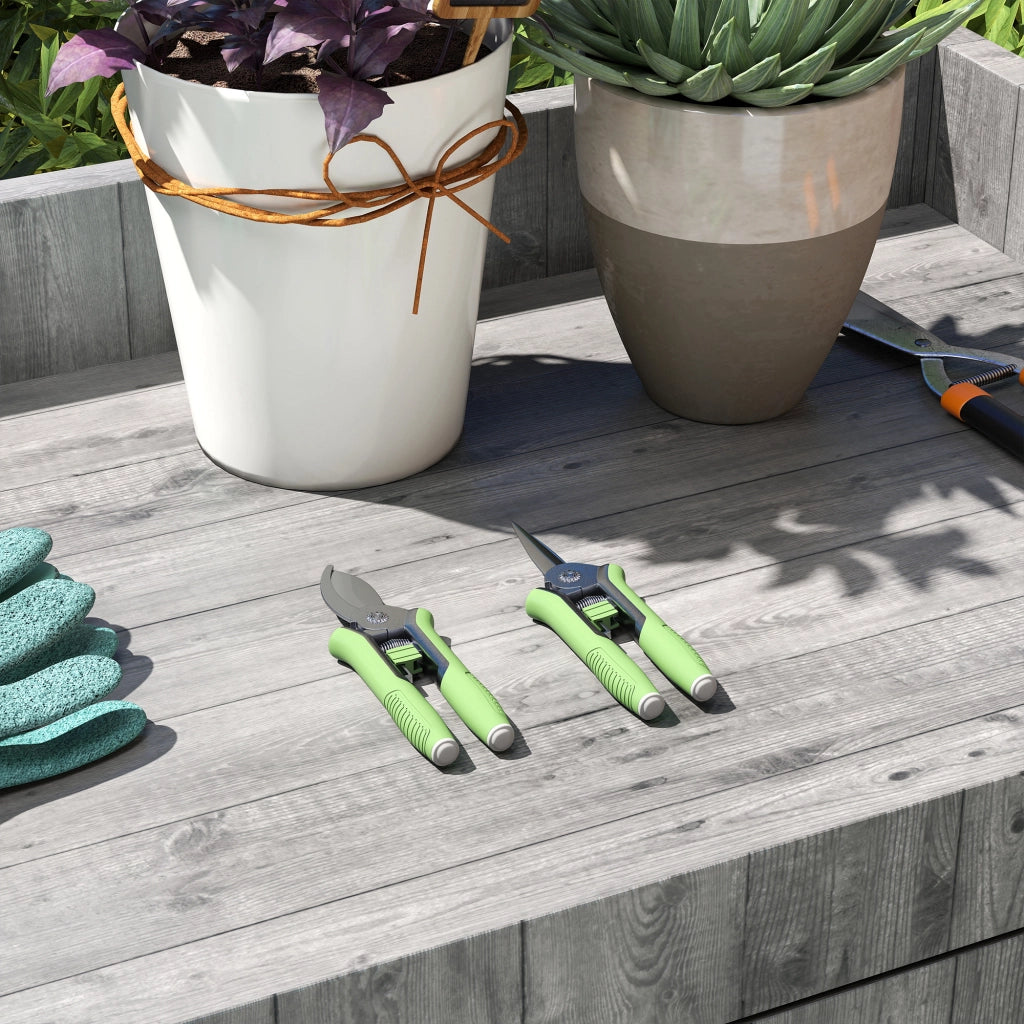 Set da Giardino 2 Pezzi ¨C Zephmum ¨C Verde e Argento Acciaio Inox