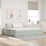 Letto con contenitore e materasso Grigio chiaro 200 x 200 cm 3399742