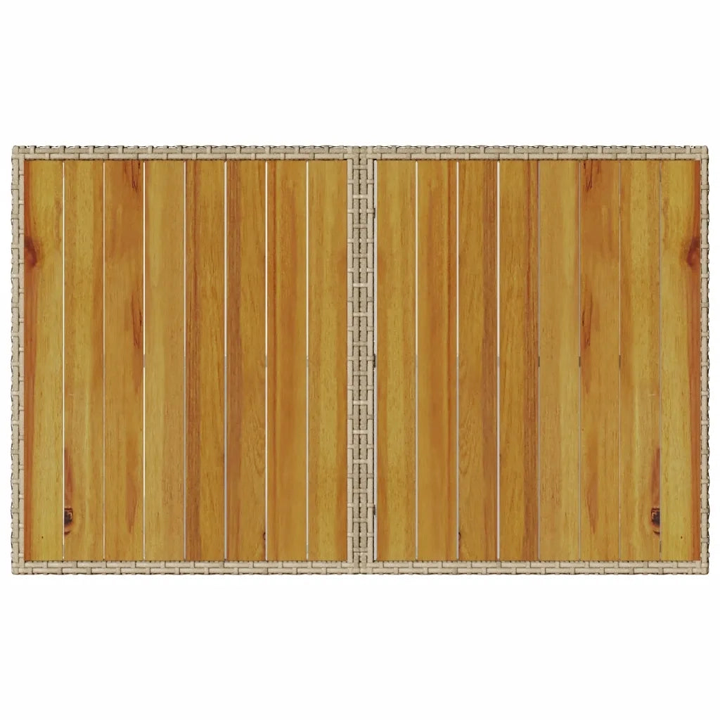 Tavolo da Giardino | Tavolino da esterno Piano in Legno Beige 110x68x70 cm Polyrattan
