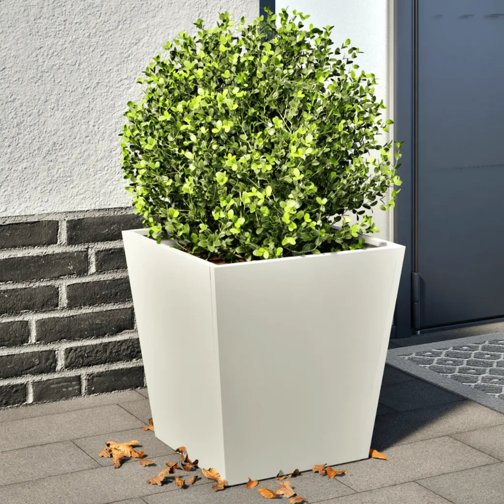 2 pz Fioriere | Cassetta per fiori | Vaso da Giardino Bianche 40x40x40 cm in Acciaio
