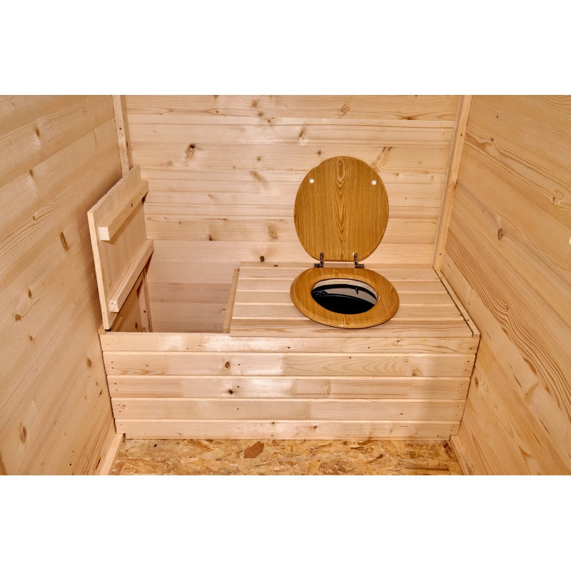 Casetta in legno con toilette secco e LED solare – 120x120 cm – pannelli 16 mm – WC autonomo da esterno – ED1414WC Foresta
