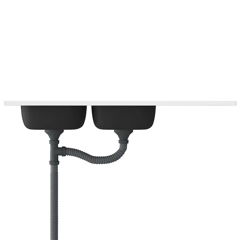 Lavello Cucina Doppia Vasca 1200x500x155mm Argento Acciaio Inox 147238