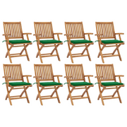 Sedie da Giardino Pieghevoli con Cuscini 8 pz Massello di Teak cod mxl 75207