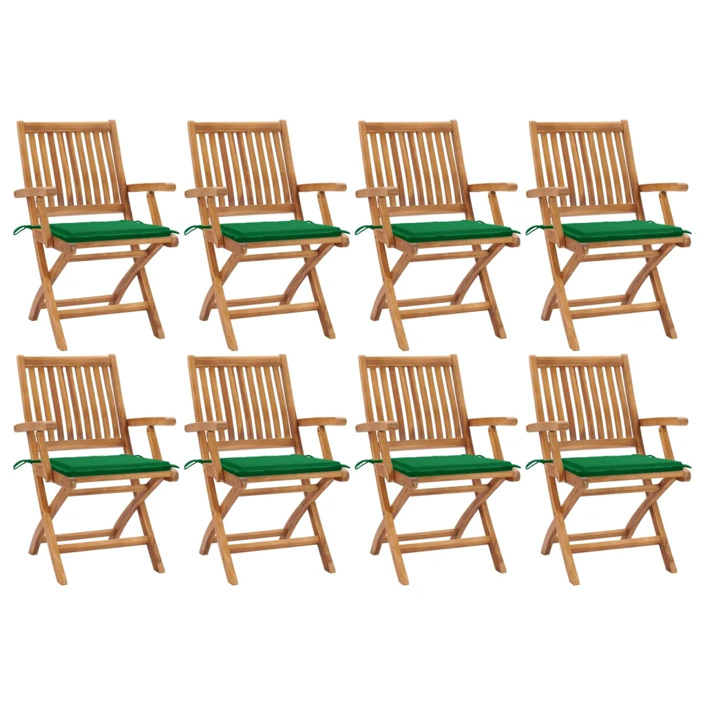 Sedie da Giardino Pieghevoli con Cuscini 8 pz Massello di Teak cod mxl 75207