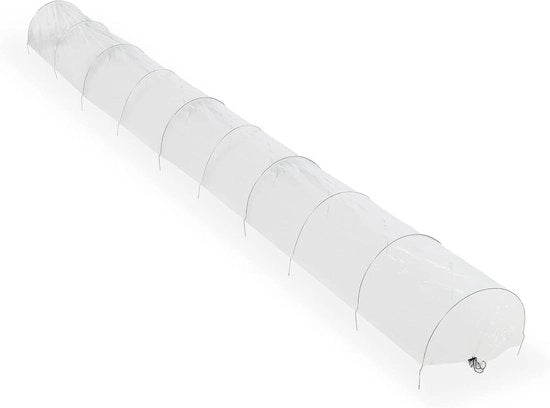 Tunnel per la coltivazione 7 metri PVC (plastica) con cordino - 10 curve per verdure, lattuga e piante di orto - trasparente.