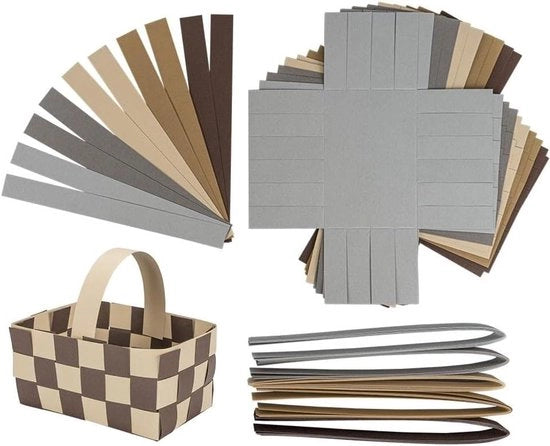 Mandi di paglia intrecciata per artigianato e decorazione - decorazione di Pasqua e confezione di regalo - 12 cm x 8 cm x 65 cm - 10 pezzi (marrone, grigio e beige)
