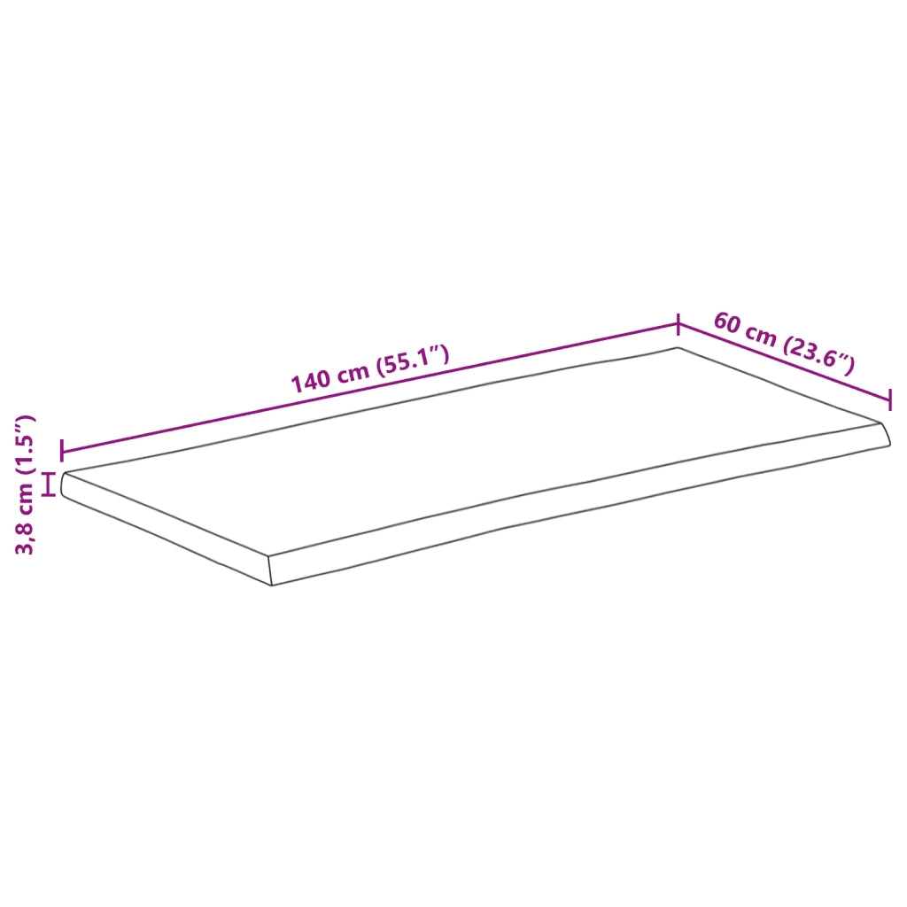 Piano Tavolo Bordi Vivi 140x60x3,8 cm Legno di Mango Grezzo 370697