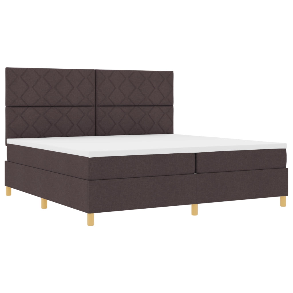 Letto Box Spring con Materasso Marrone Scuro 200x200 cm Tessuto