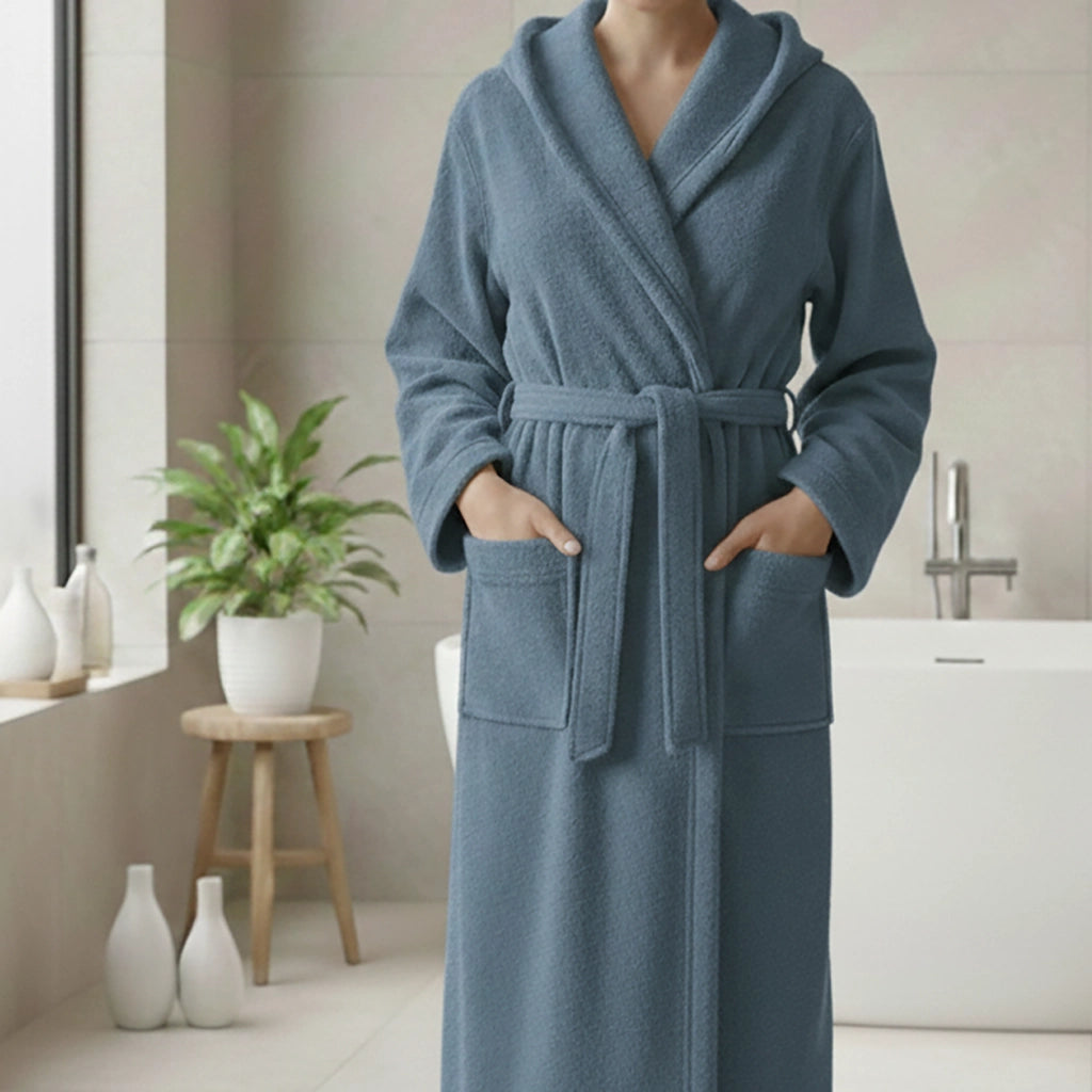 Satiza, Accappatoio 100% Cotone con Cappuccio, blu Fiordaliso