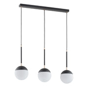 Lampada sospesa VOLDA nera 3 luci sfere vetro bianco E14